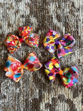 Toddler Girl Colorful Candy Print Hair Bows - Set of 4